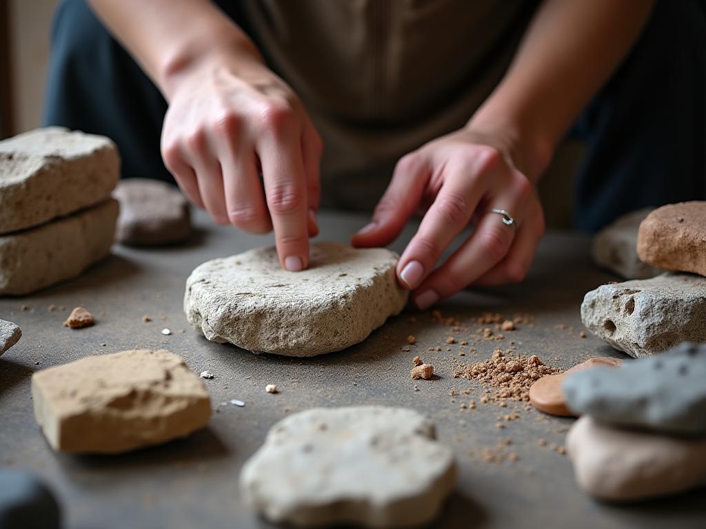 Taller artesanal proceso de trabajo con piedra
