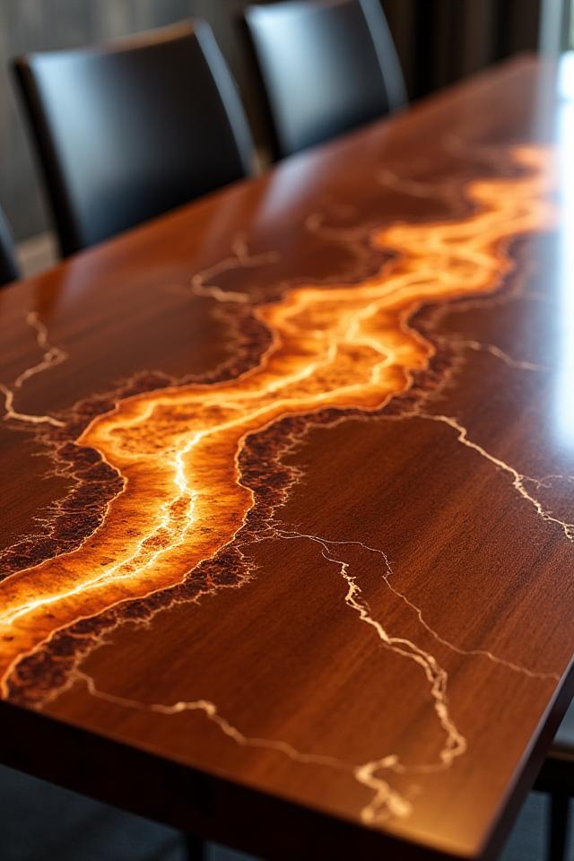 Mesa de comedor con incrustaciones de ónix