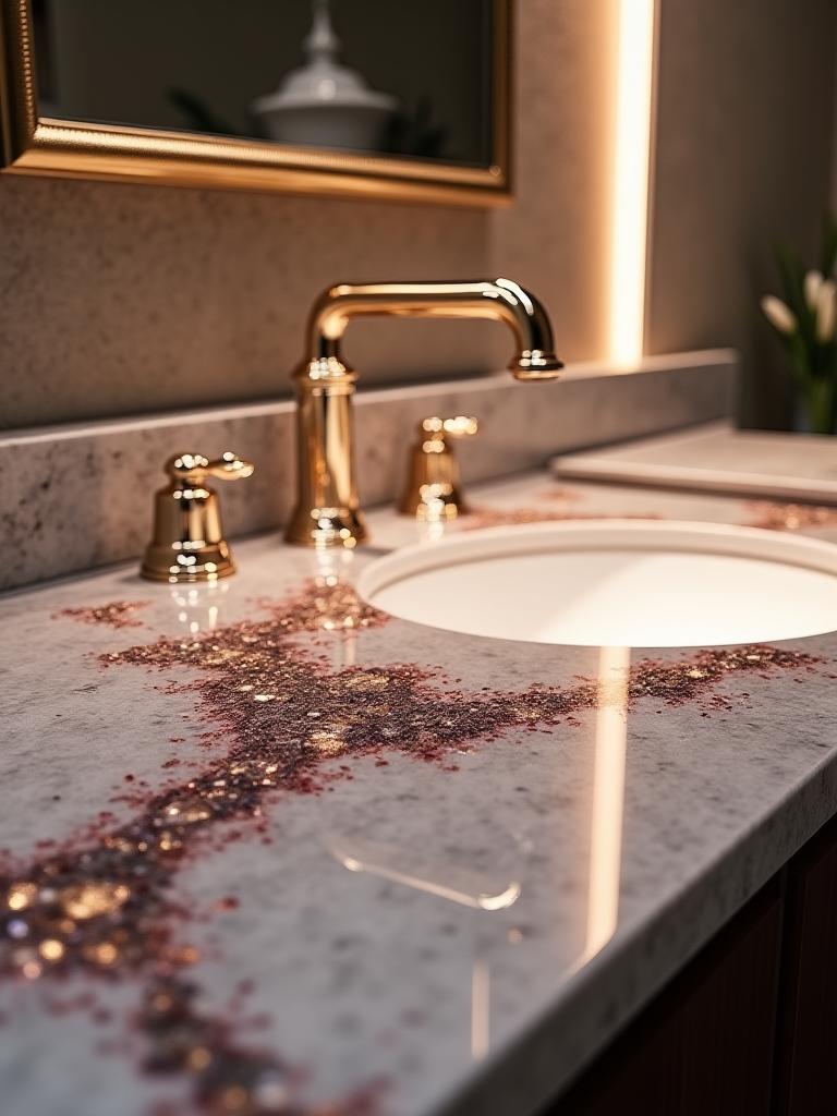 Tocador de baño de lujo con incrustaciones minerales